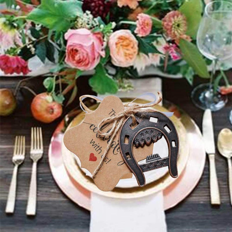 Bodosac 30pcs Cast Iron Lucky Horseshoes Opener with Tag Cards Sheer Bag for Vintage Wedding Favors Party Favor Decorations - Image 3